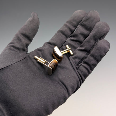 Vintage Tiger Eye Gold Plated Cufflinks