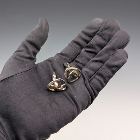 Vintage Fish Engraving Gold Plated Cufflinks