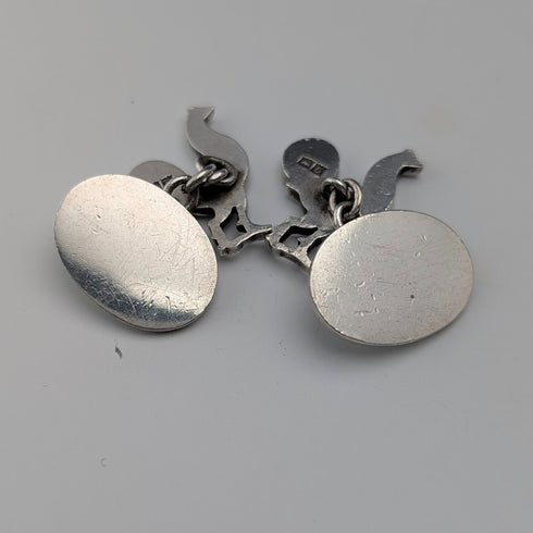 1953年英國復古公雞雕塑純銀袖扣,Deakin & Francis