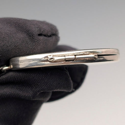 Colgante relicario vintage de plata de ley en forma ovalada, con cadena de plata de ley, 7 g en total