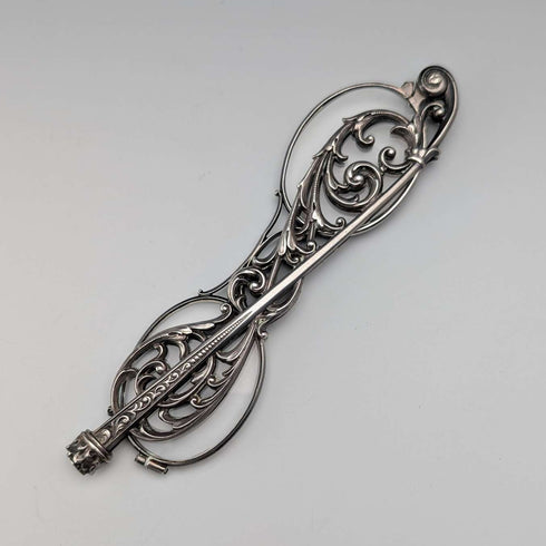 Antique American sterling silver openwork design portable folding glasses Ronietto