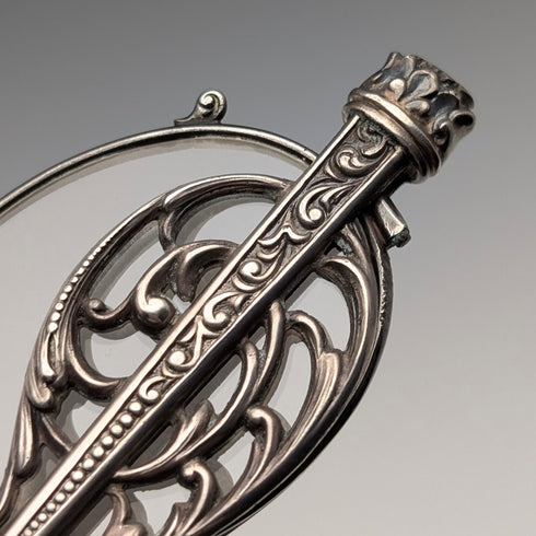 米国アンティーク 純銀製 透かし装飾 携帯用折りたたみ式眼鏡 ロニエット