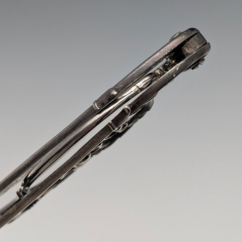 米国アンティーク 純銀製 透かし装飾 携帯用折りたたみ式眼鏡 ロニエット