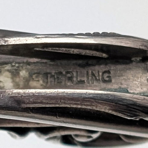 米国アンティーク 純銀製 透かし装飾 携帯用折りたたみ式眼鏡 ロニエット