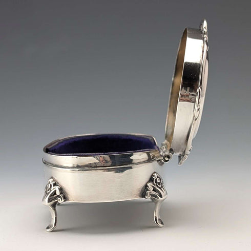 1907 British antique sterling silver jewelry box, 88g, Henry Matthews