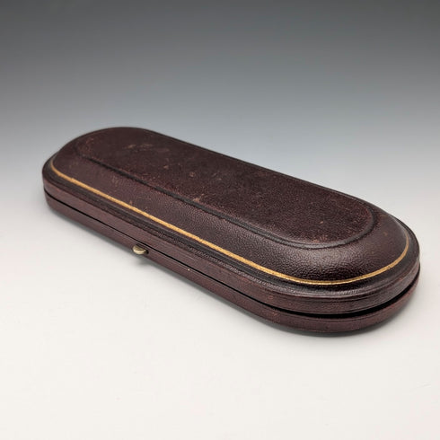 1849 British antique sterling silver christening cutlery pair, 128g total, case included, Samuel Hayne & Dudley Caterer