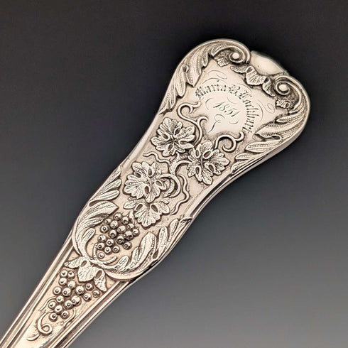 1849 British antique sterling silver christening cutlery pair, 128g total, case included, Samuel Hayne & Dudley Caterer
