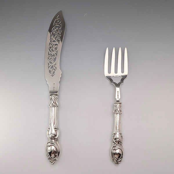 Circa 1852 British antique sterling silver fish server pair, total weight 262g, John Gilbert