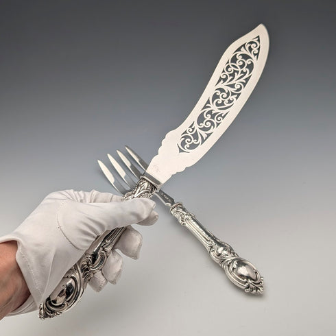 1852年頃 英国アンティーク 純銀製 フィッシュサーバーペア 計262g John Gilbert