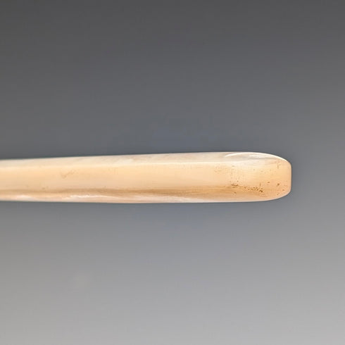 Circa 1860 British antique white mother-of-pearl handle dessert cutlery, 6 pairs, with tray