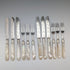 1870 British antique white mother-of-pearl handle dessert cutlery, 6 pairs, wooden box