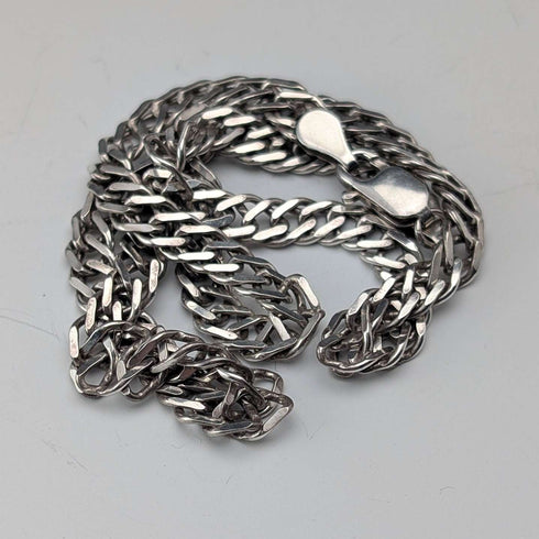 British vintage sterling silver double kihei chain necklace 41cm 17.4g AGP