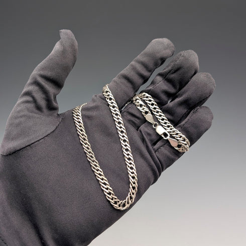 英國復古純銀雙 kihei 鏈項鍊 41 公分 17.4 克 AGP