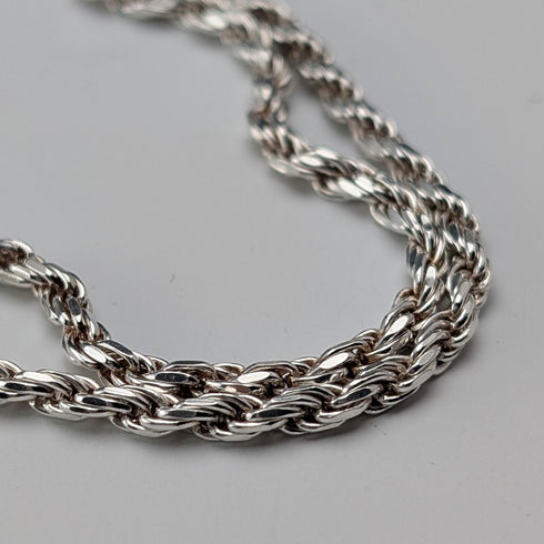 英國復古純銀扭紋鏈項鍊 90公分 22.3克 Milor