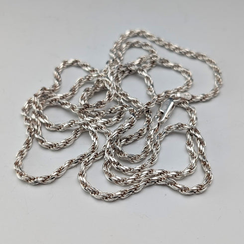 英國復古純銀扭紋鏈項鍊 90公分 22.3克 Milor