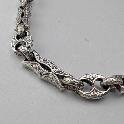 美國復古純銀多花式鏈條項鍊 92 公分 80 克