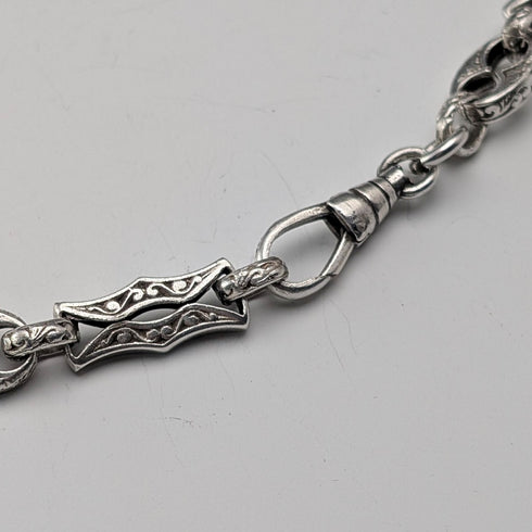 美國復古純銀多花式鏈條項鍊 92 公分 80 克