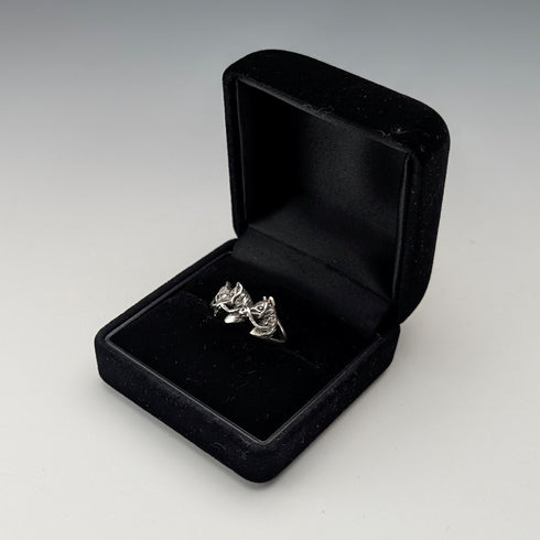 ヴィンテージ 3ホースヘッドデザイン 純銀製リング (9号)指輪