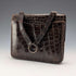 1905 British antique sterling silver mounted brown leather handbag style wallet by Ludwig Krumm