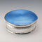 1926 British Antique Blue Guilloche Enamel Sterling Silver Jewelry Box 120g