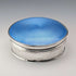 1926 British Antique Blue Guilloche Enamel Sterling Silver Jewelry Box 120g