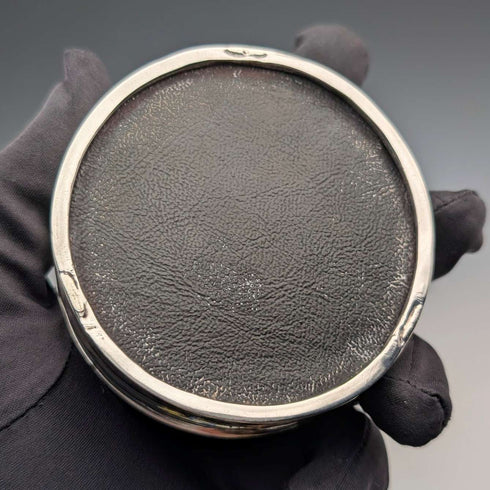 1926 British Antique Blue Guilloche Enamel Sterling Silver Jewelry Box 120g