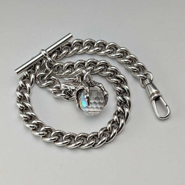 英國復古純銀阿爾伯特鏈 42 克純銀底座爪和碗鏈