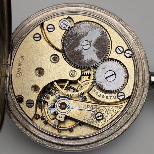 1920年頃 アンティーク オメガ 懐中時計 直径53mm 鉄道時計 合金ケース 動作良好