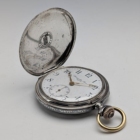 Antique Hungarian Brauswetter Janos pocket watch, silver side Niello decoration, hunter case, in good working order