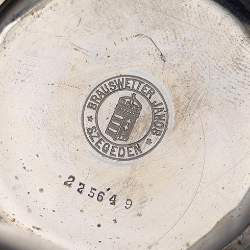 Antique Hungarian Brauswetter Janos pocket watch, silver side Niello decoration, hunter case, in good working order