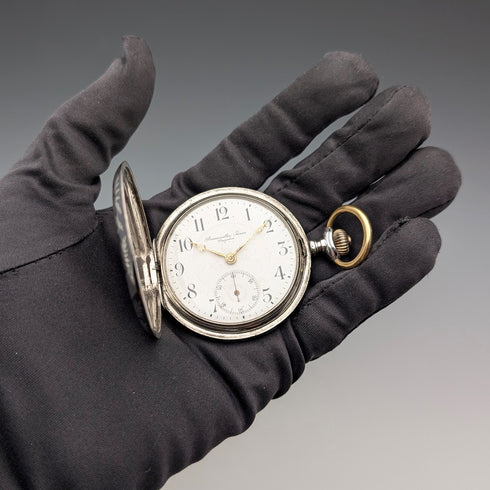 Antique Hungarian Brauswetter Janos pocket watch, silver side Niello decoration, hunter case, in good working order