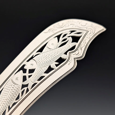1850 British antique sterling silver fish server pair, total weight 314g, John James Whiting