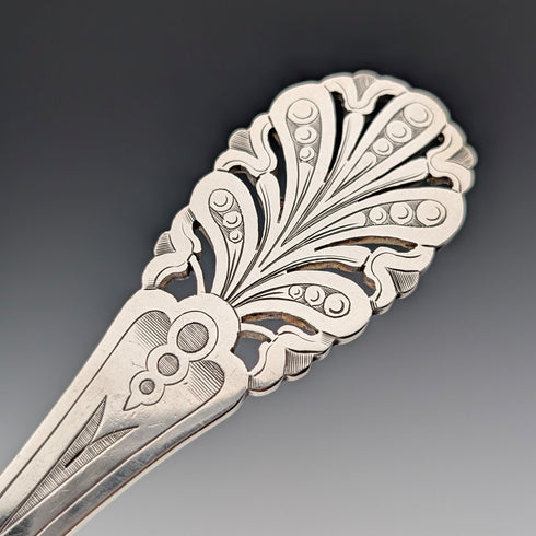 Antique British silver plate fish server set in case