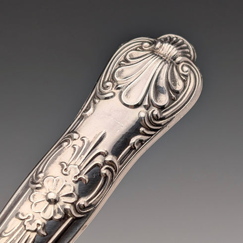 1973 British Vintage Sterling Silver Handle Cake Slicer & Bread Knife Harrison Brothers