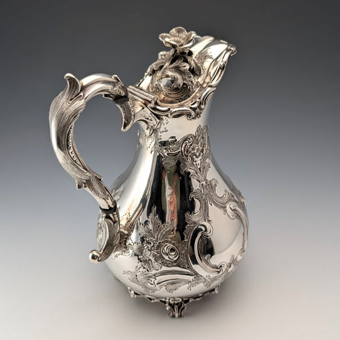 初期ビクトリアン 英国アンティーク シルバープレート製 ウォータージャグ Martin&Hall