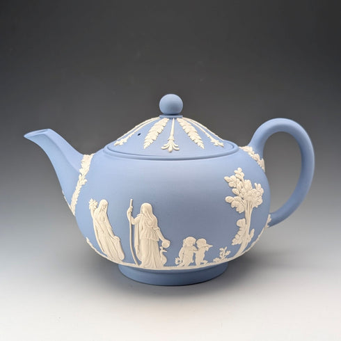 英國復古韋奇伍德茶壺 Jasperware 淡藍色