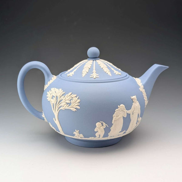 英國復古韋奇伍德茶壺 Jasperware 淡藍色