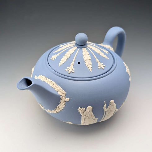 British Vintage Wedgwood Teapot Jasperware Pale Blue