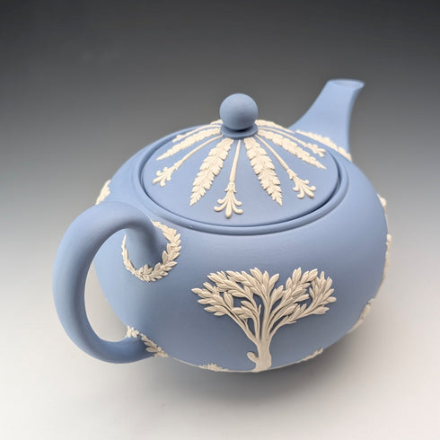 英國復古韋奇伍德茶壺 Jasperware 淡藍色