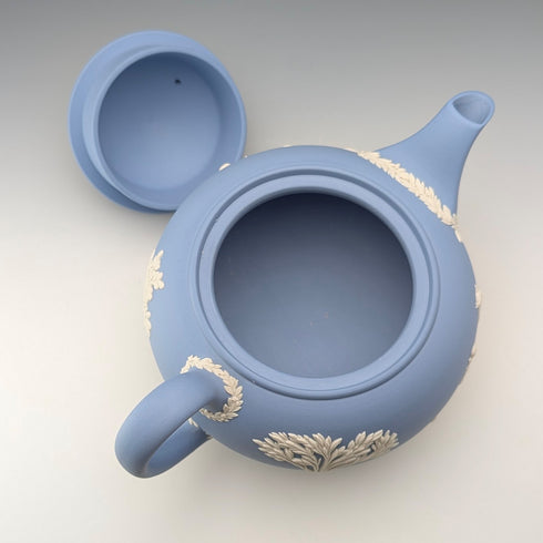 英國復古韋奇伍德茶壺 Jasperware 淡藍色