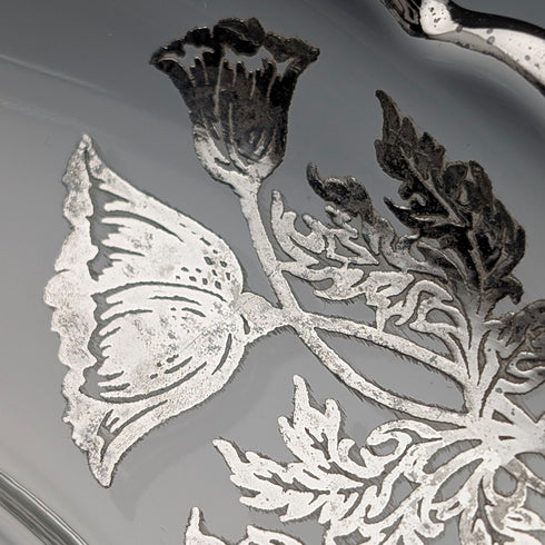 復古美國銀質隔層碗,紫外線發光玻璃