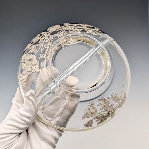 復古美國銀質隔層碗,紫外線發光玻璃