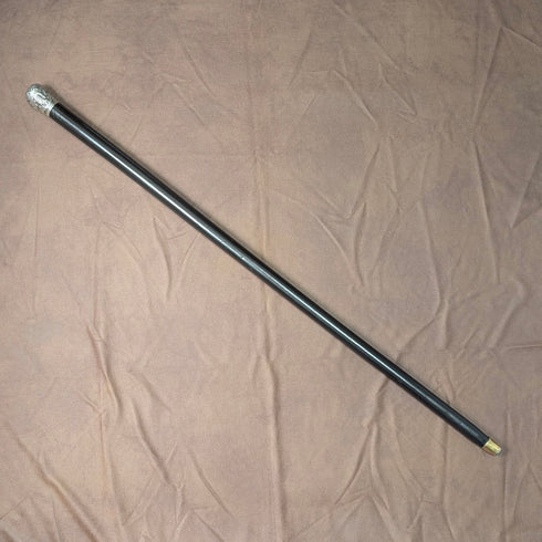 1900年頃 英国アンティーク ブラックシャフト 純銀製ロンデルハンドル 杖 88cm