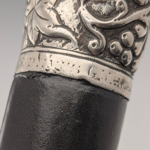 1900年頃 英国アンティーク ブラックシャフト 純銀製ロンデルハンドル 杖 88cm