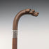 1919 British antique brown shaft dog head handle pure silver decorated walking stick 87cm Jonathan Howell