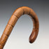 Circa 1921 British antique brown shaft, curved handle, pure silver decoration, walking stick, 88cm