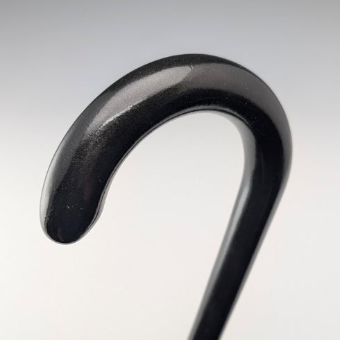 1920-30年代 英国ヴィンテージ ブラックシャフト 曲がりハンドル 純銀装飾 ステッキ 杖 78cm