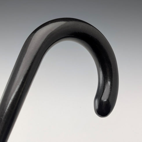 1920-30年代 英国ヴィンテージ ブラックシャフト 曲がりハンドル 純銀装飾 ステッキ 杖 78cm