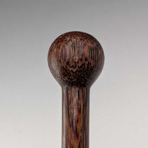 Antique brown and black shaft rondelle handle walking stick 83cm