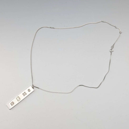1977 British pure silver Jubilee ingot pendant, 11.8g, with pure silver necklace, MJ